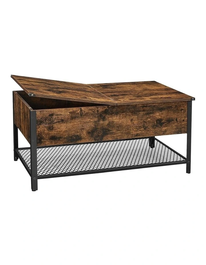 Coffee Table With Hidden Storage in Rustic Brown/Black