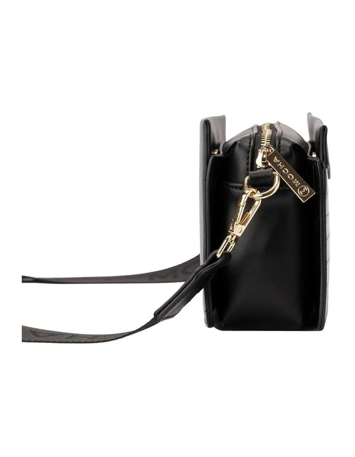 Bindi Croc-Embossed Box Crossbody in Black