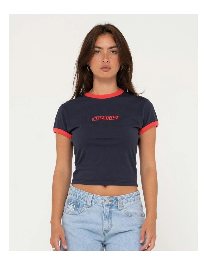 Contrast Skimmer Baby Tee in Blue