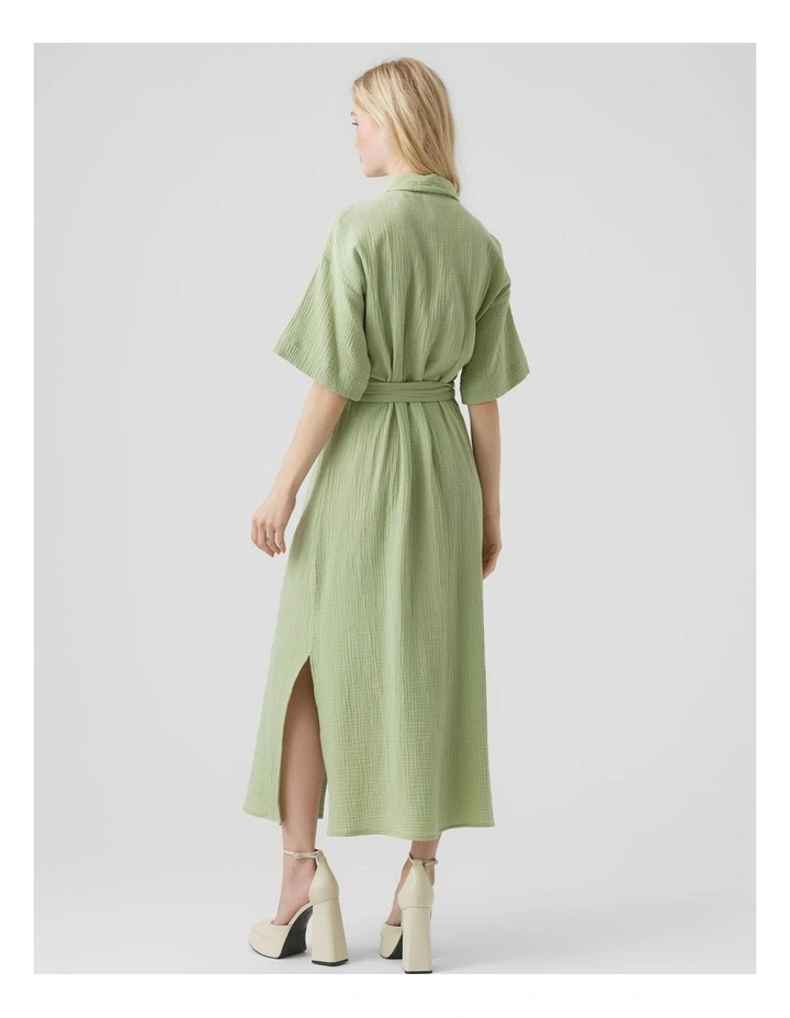Natali Cotton Shirt Dress in Reseda