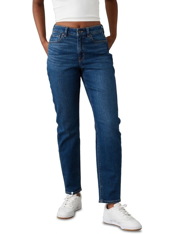 Stretch Mom Jean in Tinted Medium