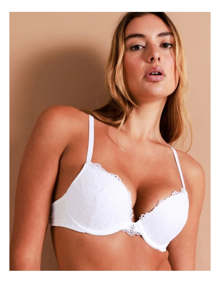 Lace Comfort Contour Push Up Bra in White