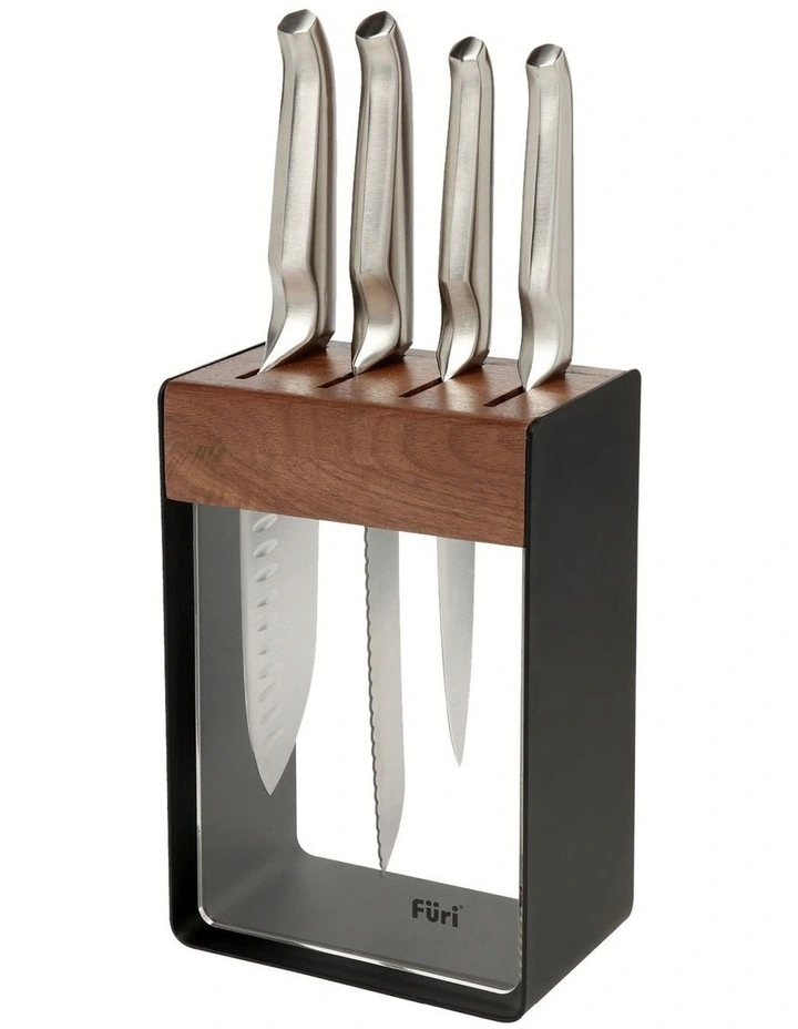 Pro Limited Edition Knife Block Set 5 Piece in Natural/Stainless Steel