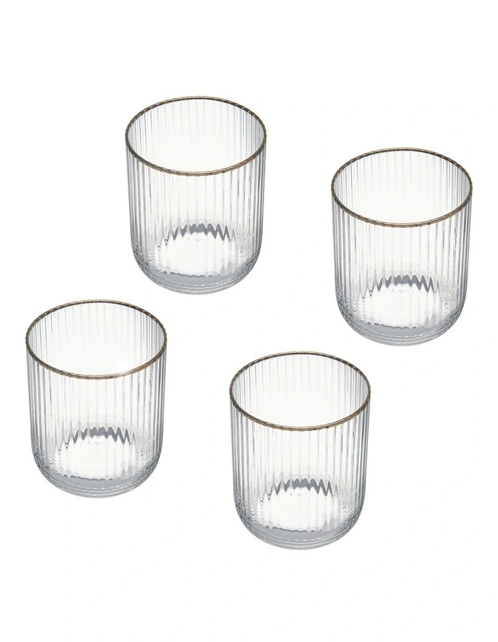 Sorrento Stemless Glass 4 Piece Set in Clear