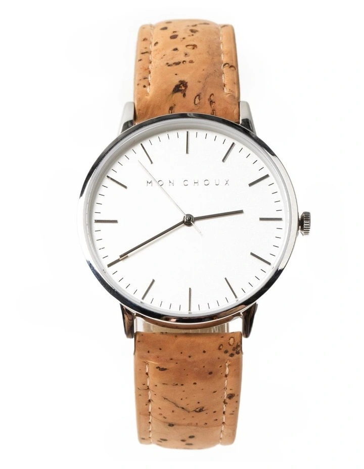 Classic Vegan Leather Watch 38mm in Silver