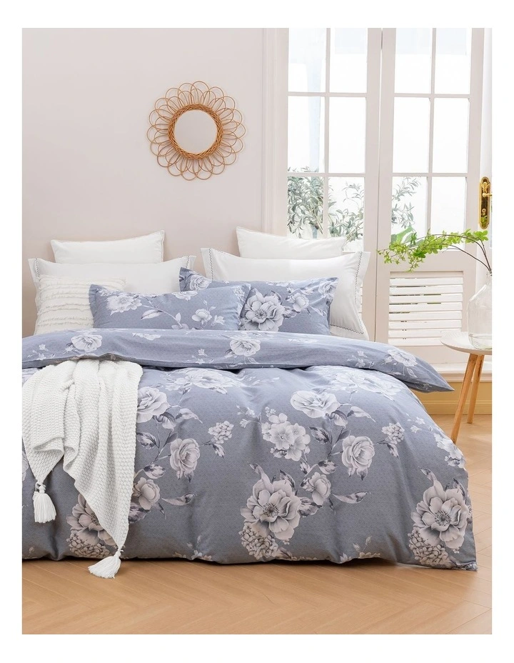 Blossom Cotton Quilt Cover Set in Silver