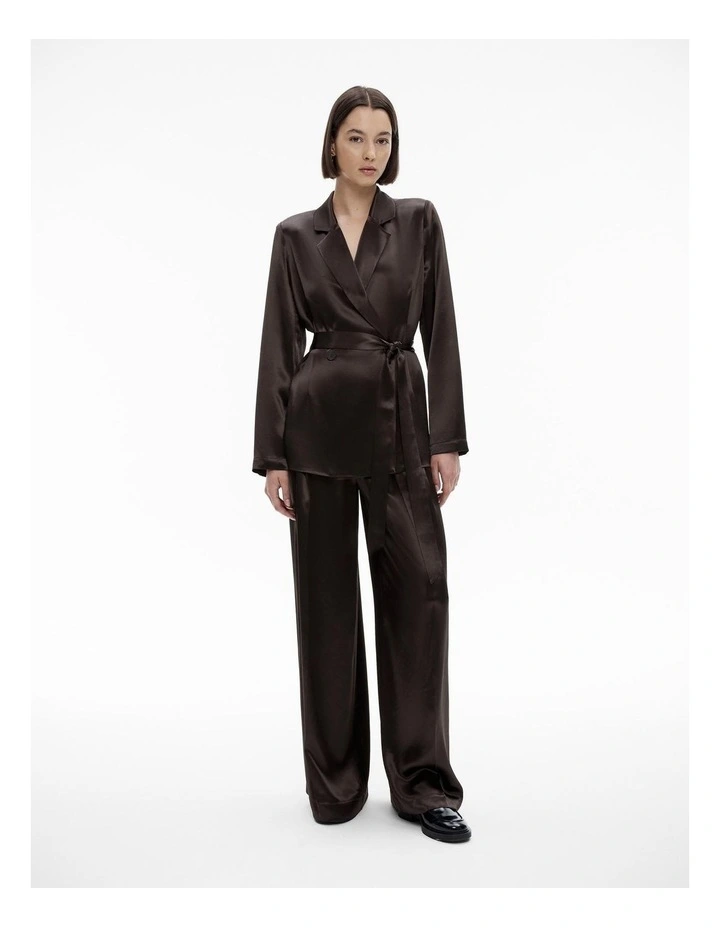 Acetate Draped Blazer in Bitter Chocolate