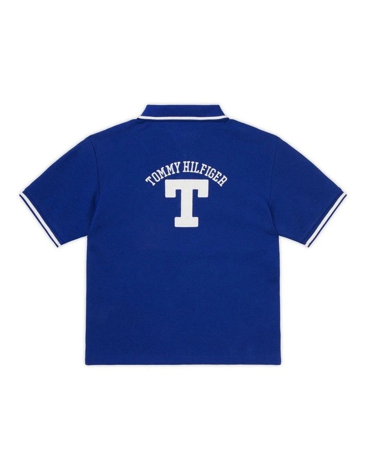Boys 3-7 Varsity Back Logo Polo in Blue