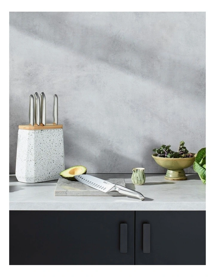 Stone Knife Block 6 Piece in Olive Terrazzo