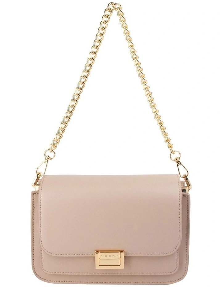 Hazel Buckle Crossbody Bag With Chain in Nude