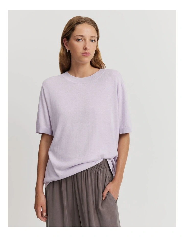 Organically Grown Cotton Cashmere T-shirt in Lilac