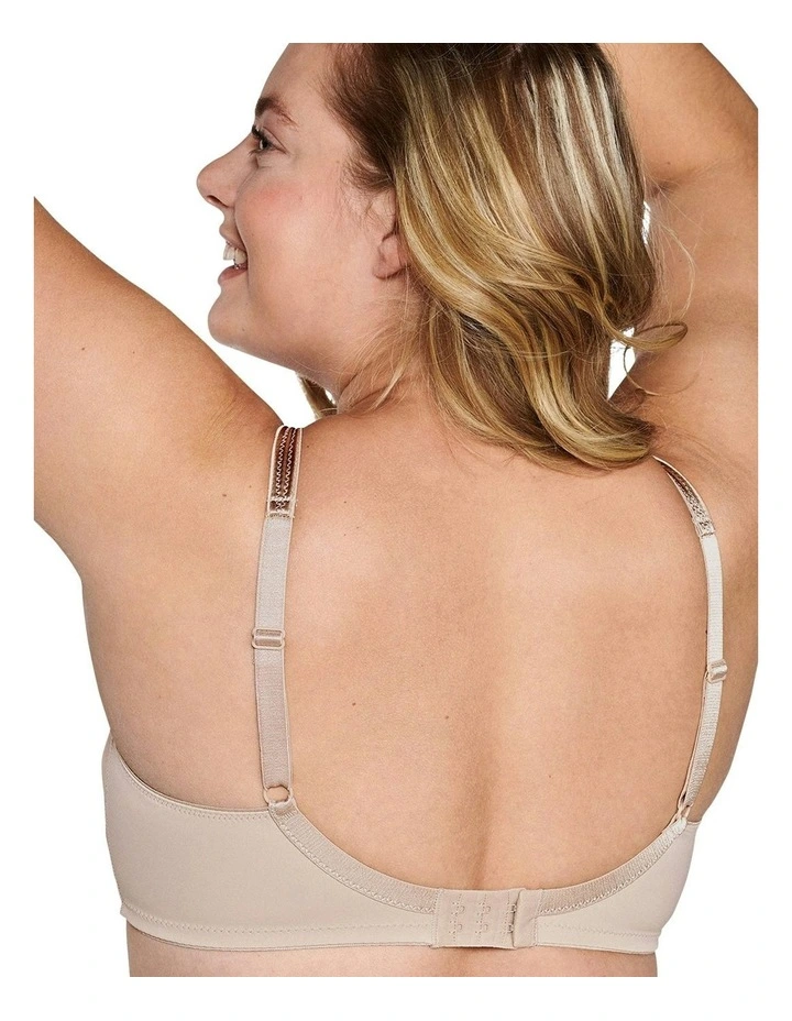 Moulded Soft Cup Wirefree Bra With Satin Trim in Light Beige