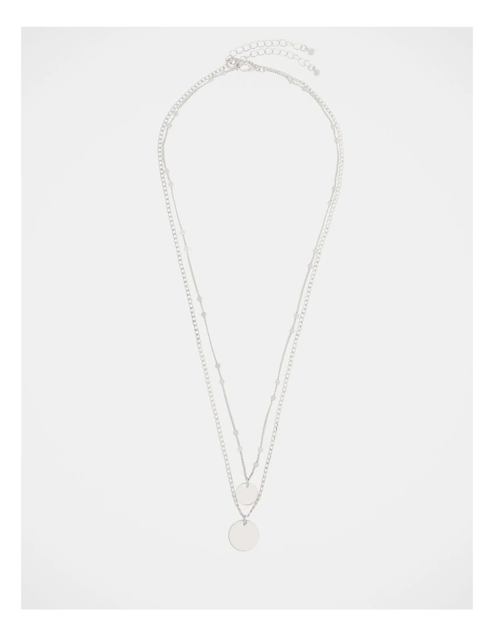 Double Disc Layered Silver Necklace