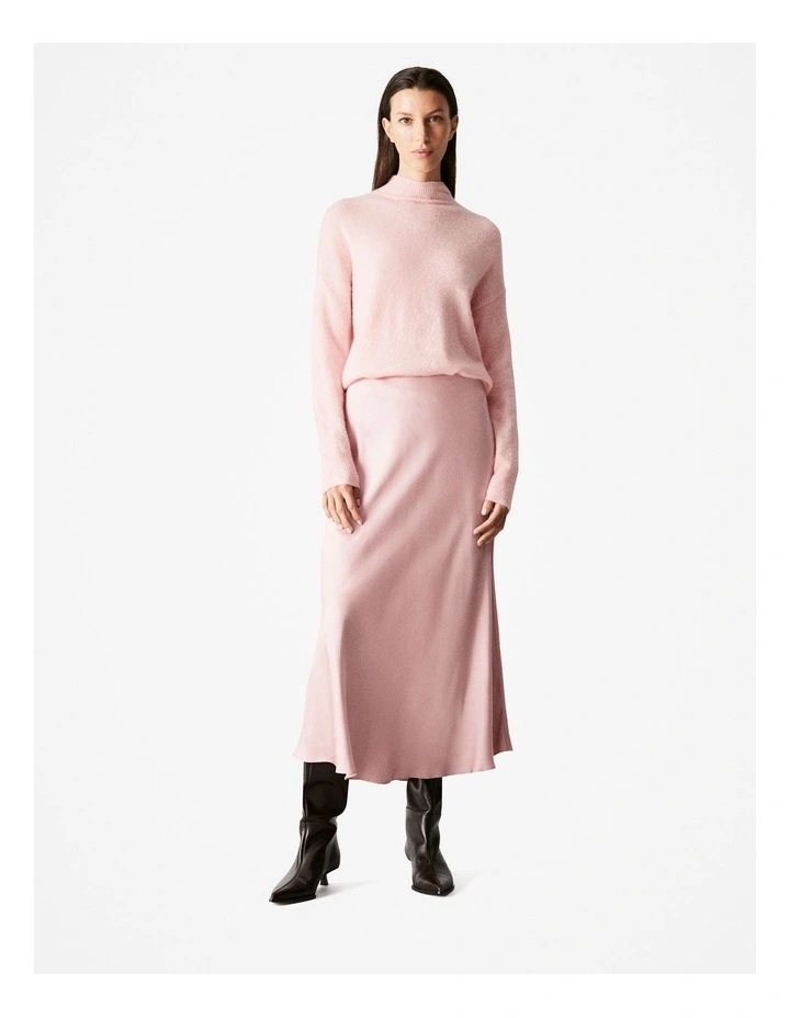 Satin Slip Skirt in Blush Pink