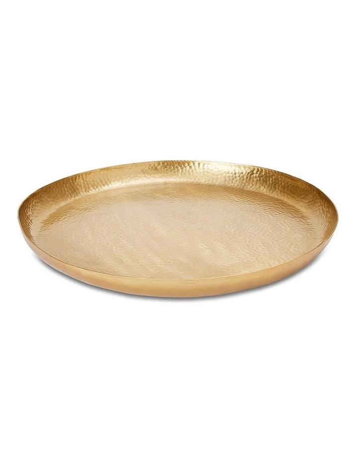 Alma Beaten Round Tray 50x50cm in Gold