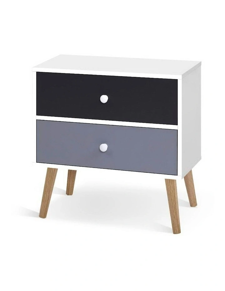 2 Drawers Bedside Table in Bonds White