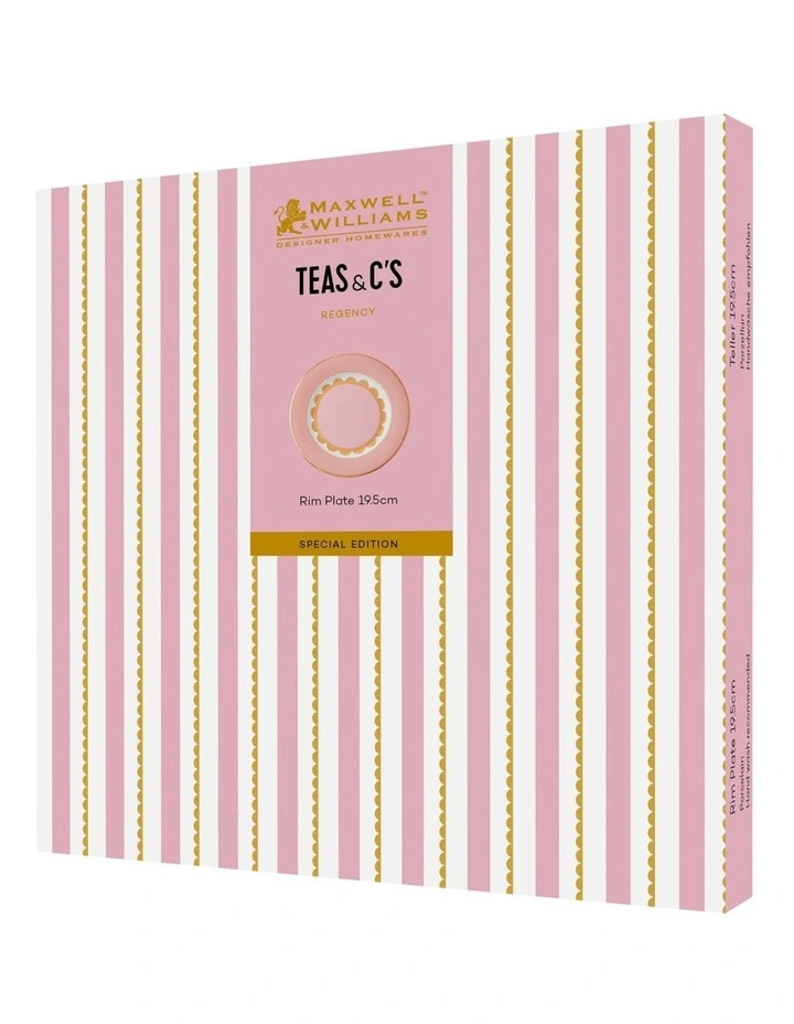 Gift Boxed Teas & C's Regency Rim Plate 19.5cm in Pink