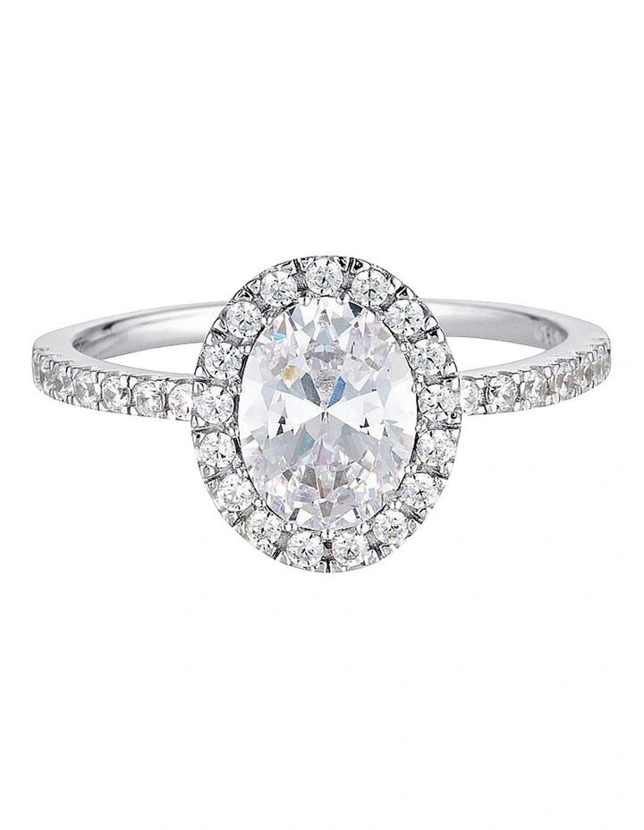 Oval Halo Ring in Silver