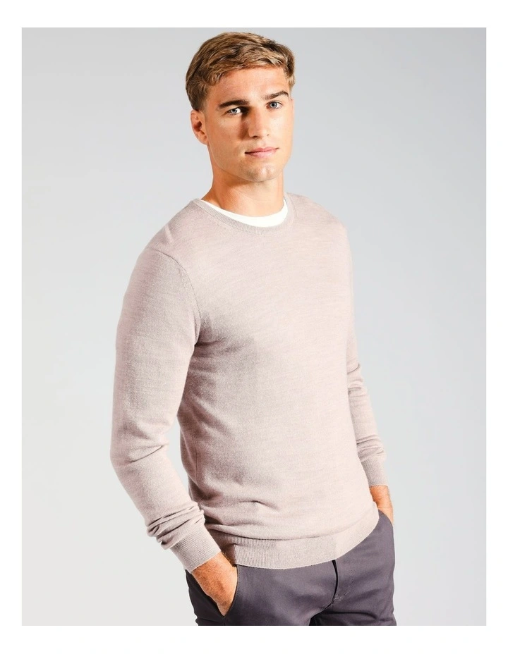 Australian Merino Crew Neck Knit in Beige