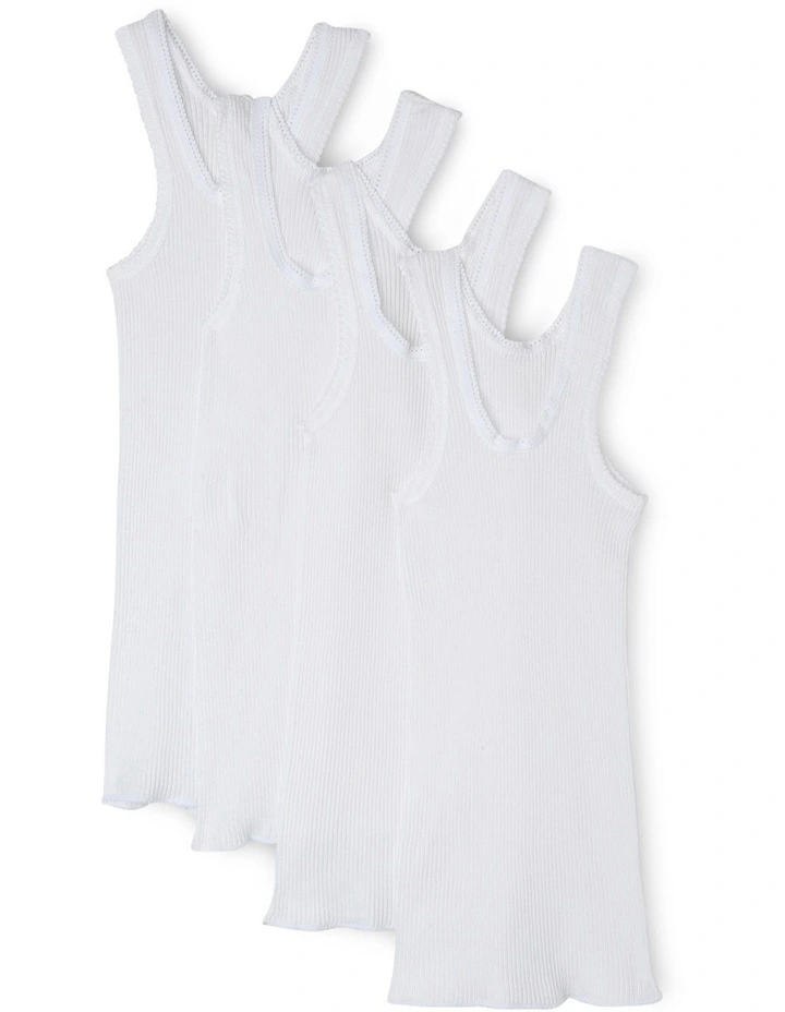 Baby Singlet 4 Pack in White