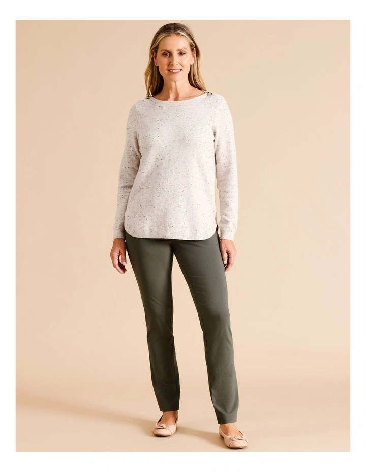 Organic Cotton Blend Wardrobe Staple Slim Full Length Pant In Khaki