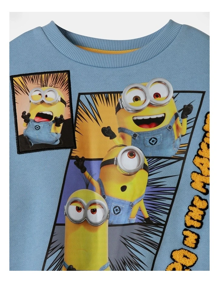 Despicable Me Colour Block Sweat Top in Bluestone