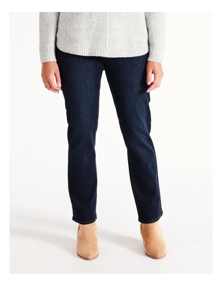 Recycled Cotton Blend Wardrobe Staple Straight Full Leg Jean in Dark Wash