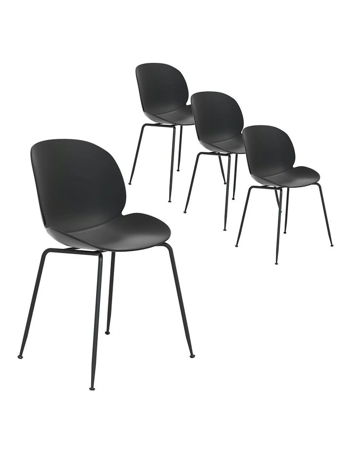 4PC Outdoor Dining Chairs Lounge Chair Patio Garden Furniture in Black