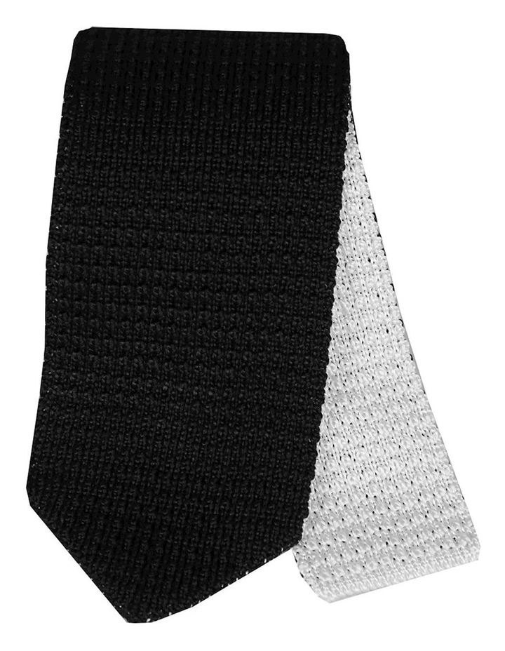 Woven Reversible Tie in Black/White