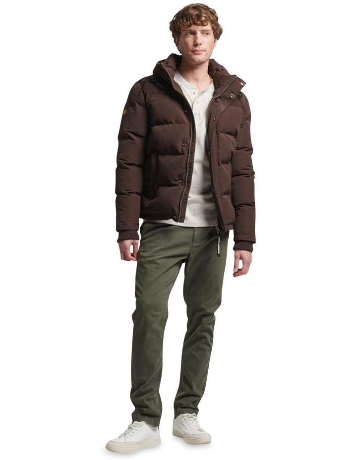 Everest Short Hooded Puffer in Dark Brown