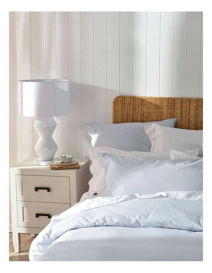 Icon American Pin Point Oxford Quilt Cover Set in Blue/White