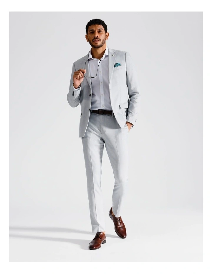 Slim Suit Jacket Textured In Plain Grey