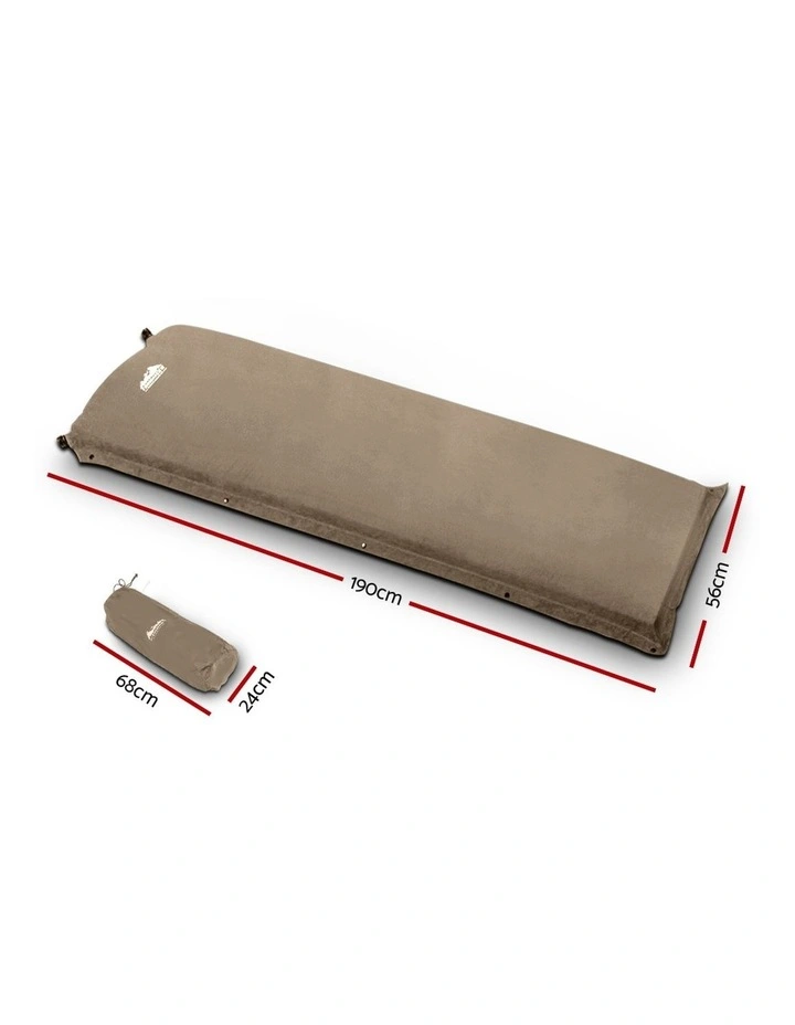 Self Inflating Mattress Single Size Brown
