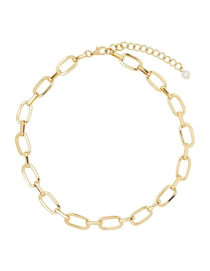 Brick Chain Link Necklace in Gold