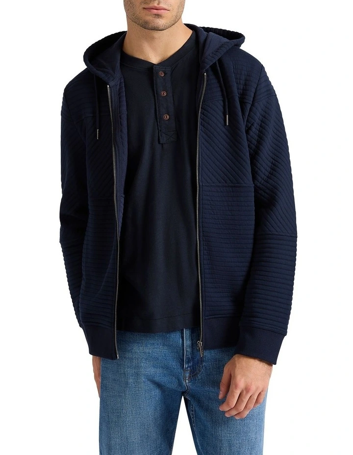 Helme Zip Thru Hoodie in Navy