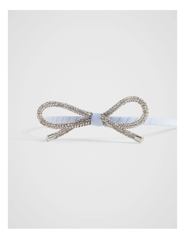 Crystal Bow Alice Headband in Soft Blue