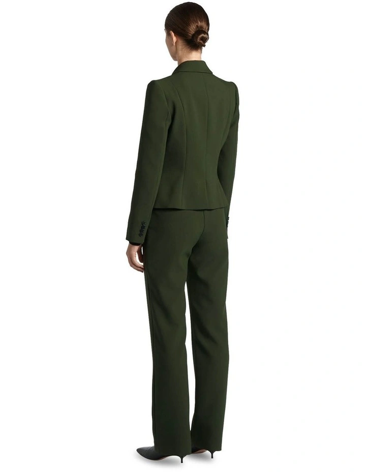 Double Weave Cropped Jacket in Dark Olive