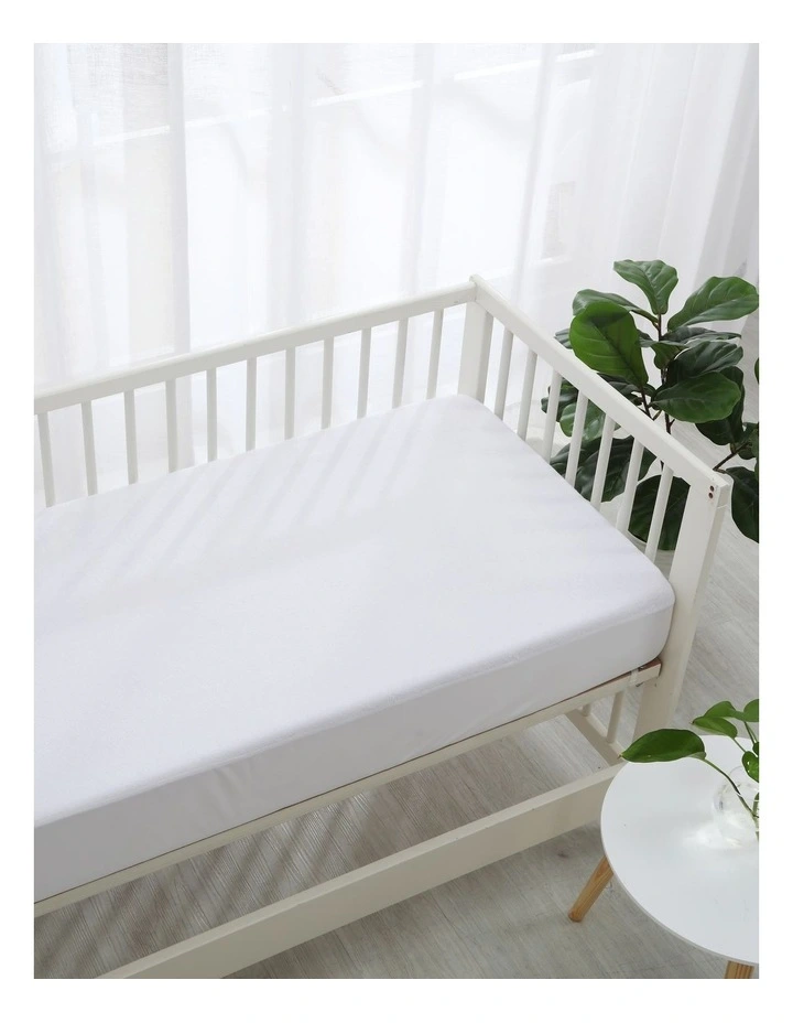 Bamboo Terry Cot Waterproof Mattress Protector Standard in White