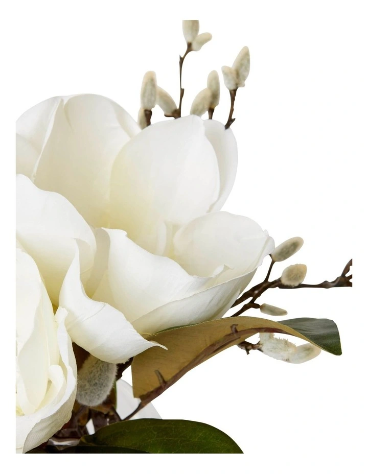 Magnolia Flower With Buds Alma Vase in White