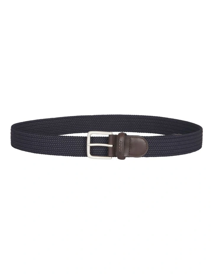 Elastic Braided Belt in Navy