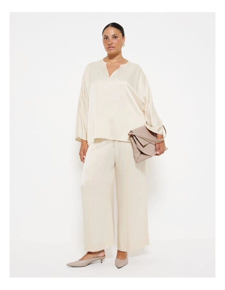 Pin Tuck Pull On Pant in Ceream