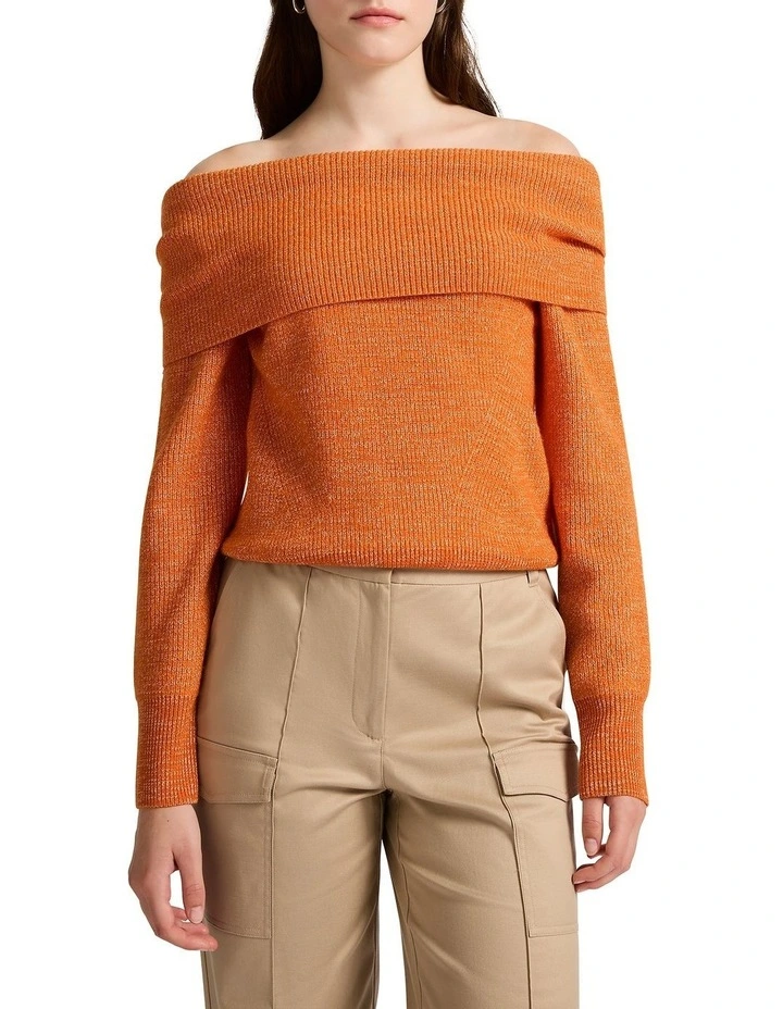 Nikki Off The Shoulder Knit Cardigan in Volturi