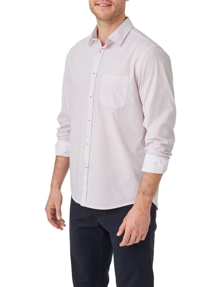 Parker Geo Long Sleeve Shirt in Burgundy