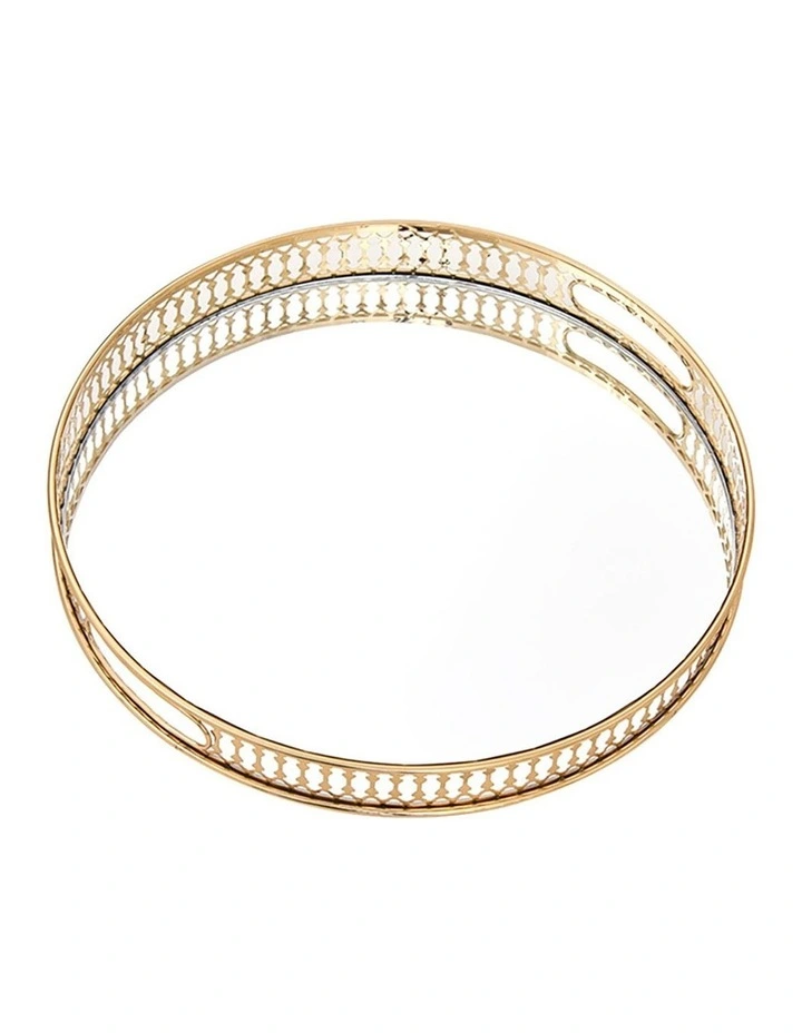 Round Ornate Vanity Tray 32cm in Gold