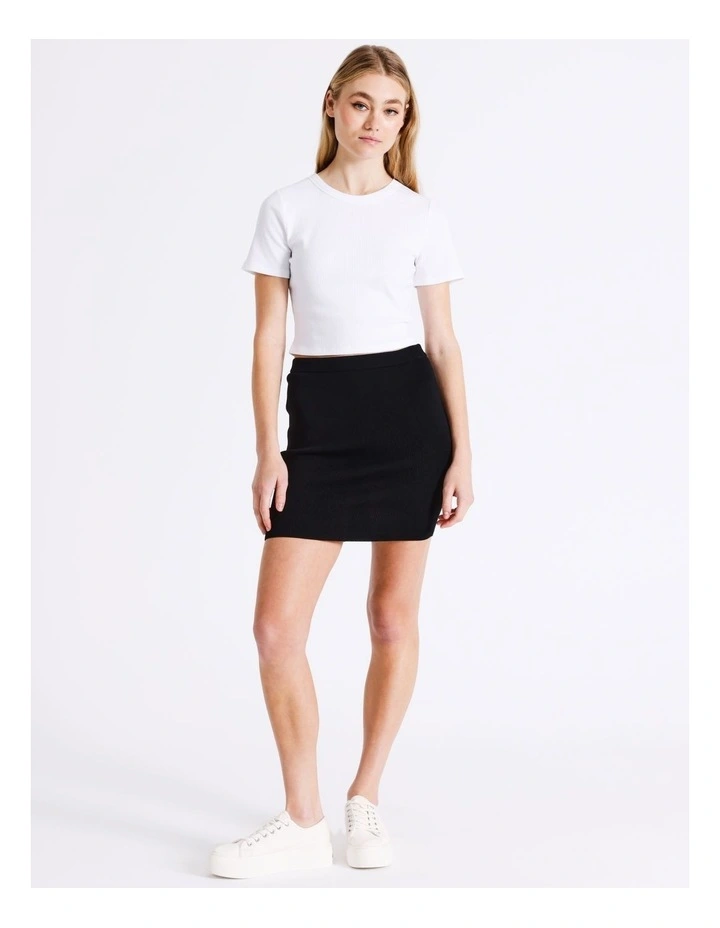 Eco Blend Knit Mini Skirt in Black