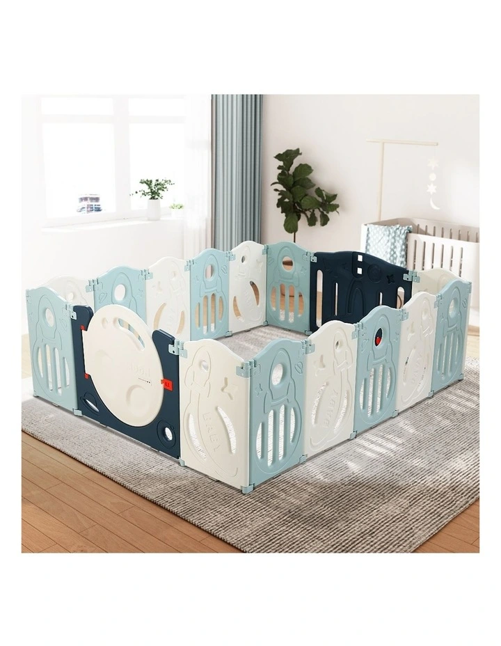 Foldable Baby Playpen 16 Panels in Blue