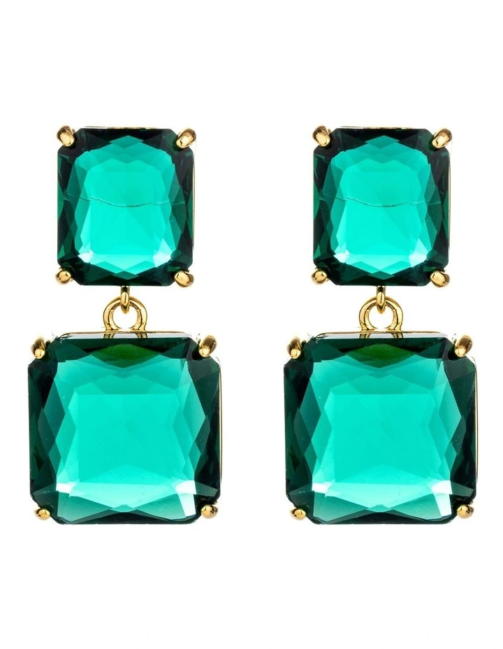 Large Stone Drop Earrings in Emerald