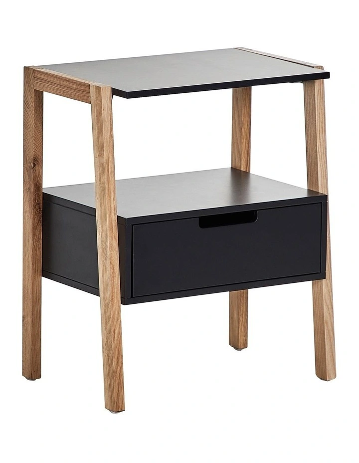 Solid Oak Legno Bedside Table in Black