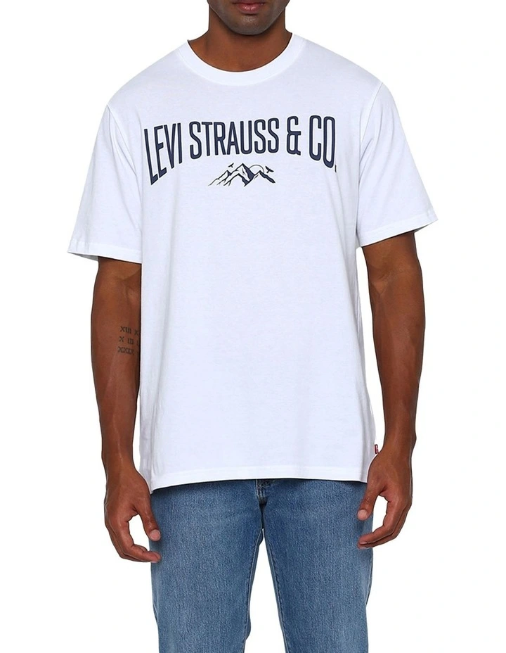 Relaxed Fit Short-Sleeve Graphic T-shirt in Mountain Scenic White