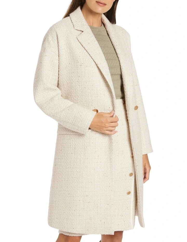 Clevance Boucle Coat in Ivory